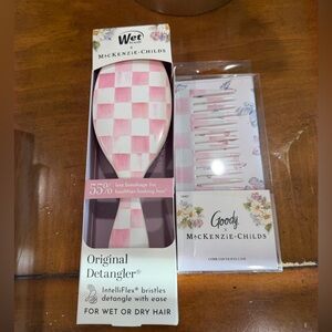 Wet Brush x MacKenzie-Childs Pink Check Original Detangler and travel combo New